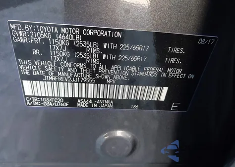 2018 Toyota Rav4 Xle from USA, damaged, VIN JTMRFREV2JJ179555